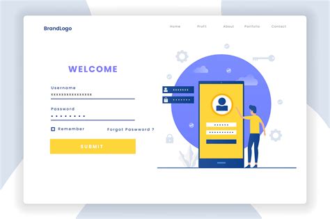 Modern Flat Design Login Landing Page Illustration Par Hengkil