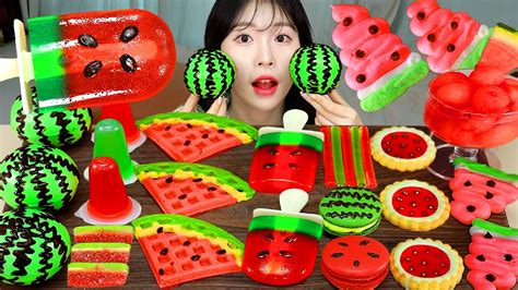 Asmr Mukbang 수박 디저트 아이스크림 마카롱 젤리 먹방 And 레시피 Dessert Ice Cream Macarons