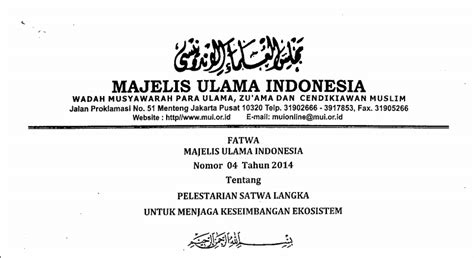 Pdf Fatwa Mui No Tahun Tentang Pelestarian Satwa Langka Untuk