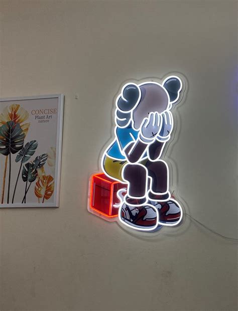 Kaws Sit Neon Led Sign Kaws Stand Neon Led Sign Custom Kaws Etsy