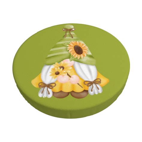 Disketp Sunflower Gnomes Stool Covers Round Super Soft Round Bar Stool