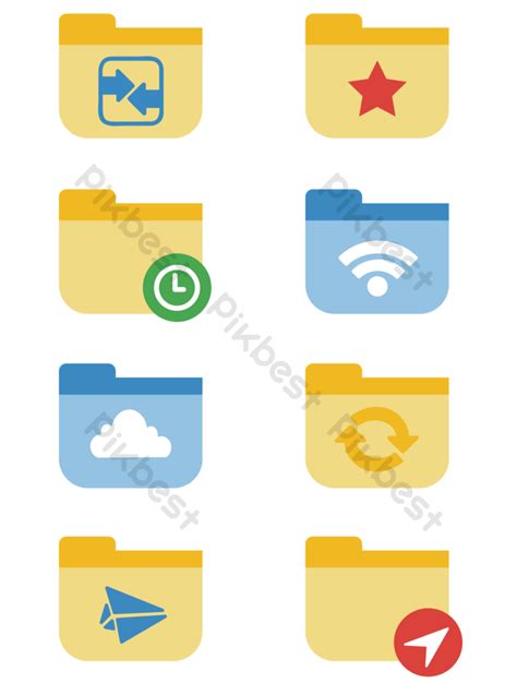 คอลเลกชันเวกเตอร์ของไอคอนโฟลเดอร์ไฟล์การ์ตูน แบบ Ai ดาวน์โหลดฟรี