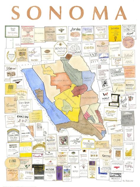 Sonoma Wine Map Signed Print - Etsy