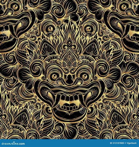 Barong Traditional Ritual Balinese Mask Vector Decorative Ornate