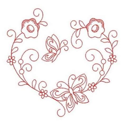 Redwork Butterfly Heart Machine Embroidery Design Embroidery Library