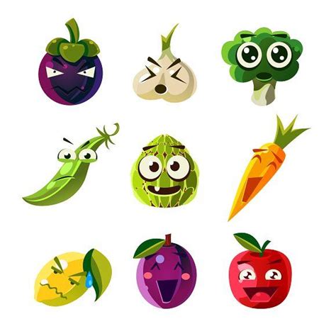 Funny Vegetable And Fruit Funny Vegetables Fruit Illustrations