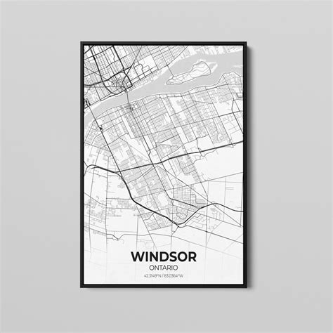 Arte Del Cartel Del Mapa De La Ciudad De Windsor Ontario Mapa Etsy México