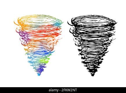 Whirlwind Drawing With A Pen A Tornado Crater Vector Illustration