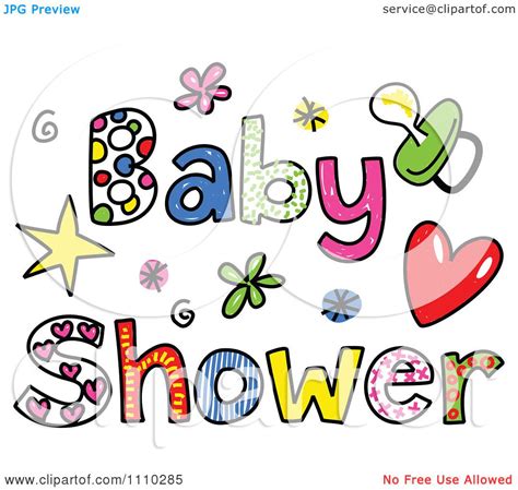 Clipart Colorful Sketched Baby Shower Text Royalty Free Vector