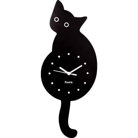 Horloge Murale En Forme De Chat Noir Horloge Murale Silencieuse Sans