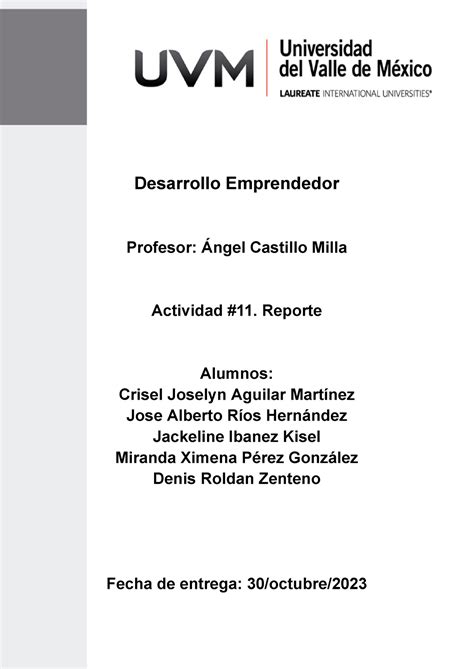 Actividad 9 De Desarrollo Emprendedor Desarrollo Emprendedor Profesor