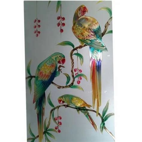 Bird Colored Etching Glass For Door Window Thickness 6 Mm At Rs 350