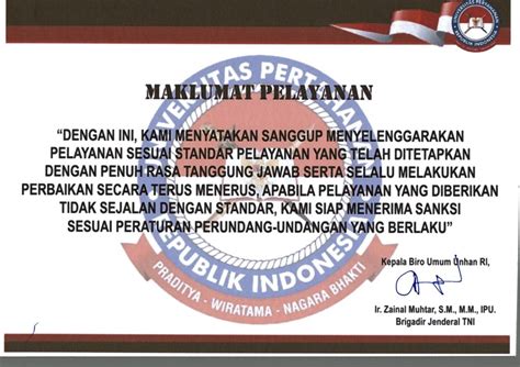 Maklumat Pelayanan PPID Universitas Pertahanan RI