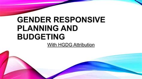 Gender Responsive Planning And Budgeting Pptx