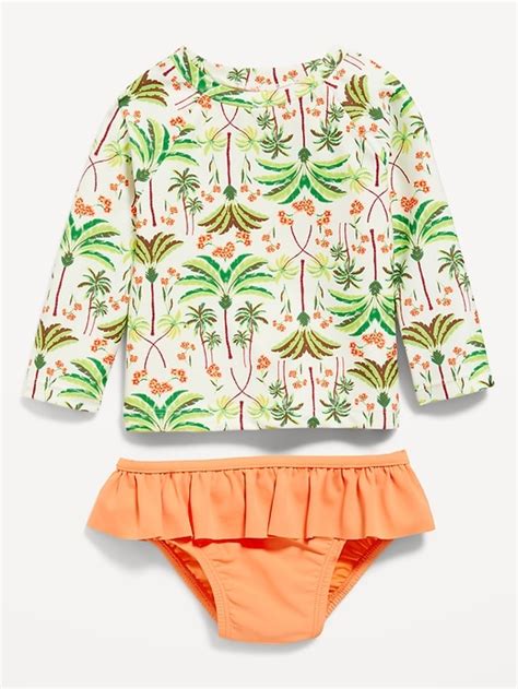 Matching Printed Rashguard Top Ruffled Bikini Swim Set For Baby Old Navy