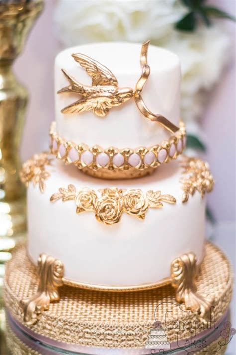 Cake White And Gold Wedding Cakes 2257365 Weddbook