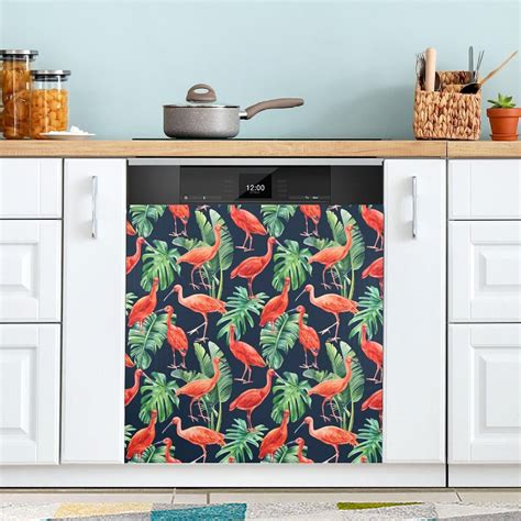 Dreamtimes Tropical Leaves Palm And Birds Dishwasher Magnet Cover For