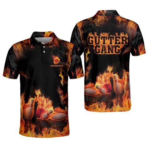 Lasfour Personalized Flame Bowling Shirts For Men Gutter Gang Custom Bowling Team Shirts