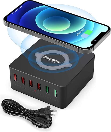 Usb Fast Charger With Wireless Charging Station Superdanny Usb Charging Hub Cell Phone