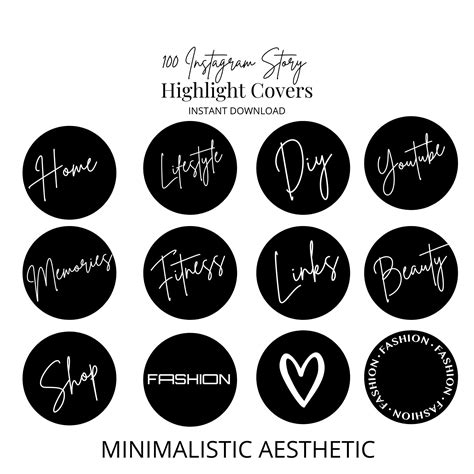 Black Highlight Covers for Instagram Minimalist Aesthetic Story Cover Design Bundle - Etsy