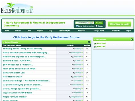 -Early Retirement forum main page. | Download Scientific Diagram