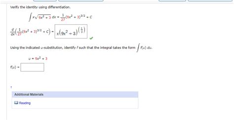 Solved Verify The Identity Using Differentiation L Dx Chegg