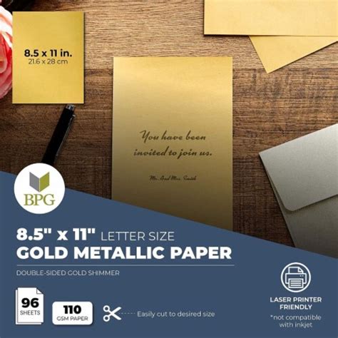 96 Sheets Gold Metallic Shimmer Paper Double Sided Printer Friendly 8