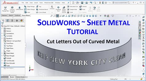 Solidworks Tutorial Cut Letters In Curved Sheet Metal Youtube