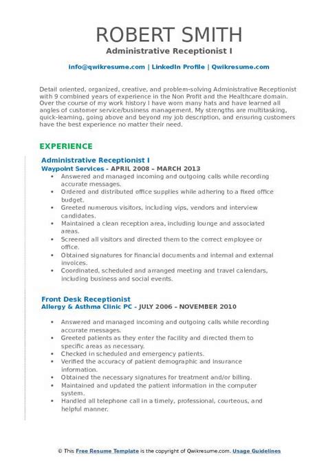 10 Administrative Receptionist Resume Samples And Templates For 2025