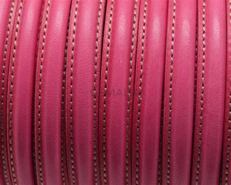 Half Round Leather cord. 10x5mm. Fuchsia. Best Quality. Inn.1,5mm.