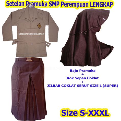 Jual Stelan Seragam Pramuka Smp Rok Span Lengkap Jilbab Seragam Pramuka