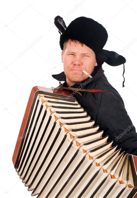 Russian man with accordion — Stock Photo © fanfon #6030287