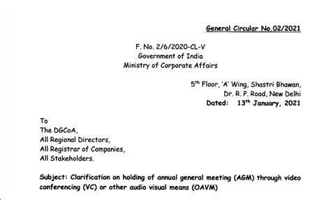 Clarification On Holding Of Annual General Meeting Agm Through Video