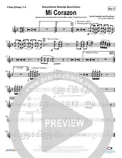 Mi Corazon Flute Oboe Sheet Music Pdf Don Moen Praisecharts