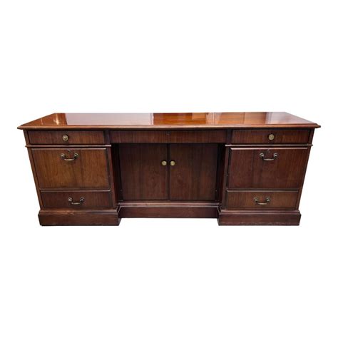 Vintage Jofco Walnut Office Credenza With Lateral File Cabinets