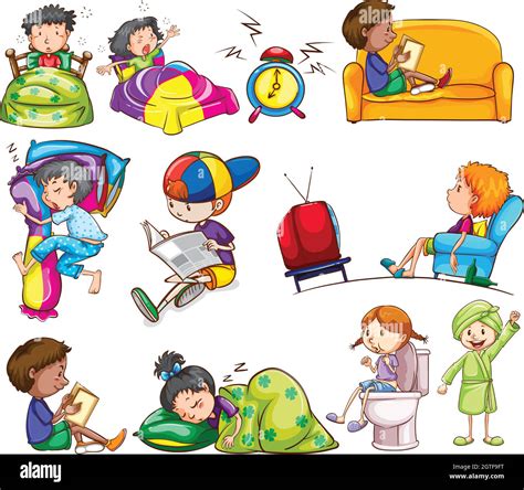 Daily Activities Of Kids Stock Vector Image And Art Alamy