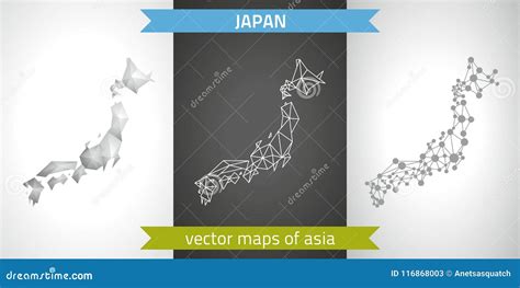 Colecci N De Jap N De Mapa Moderno De Los Mapas Del Dise O Del Vector