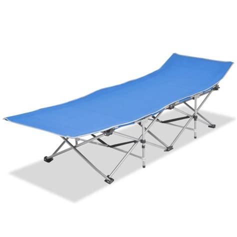 Chaise Longue Pliable Acier Bleu Cdiscount Jardin