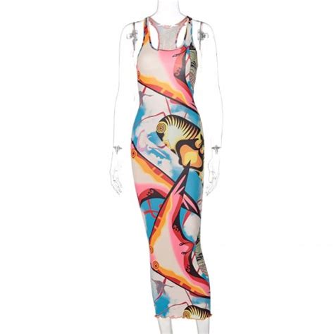 2021 Sleeveless Hollow Out Straps Asymmetric Print Backless Ruched Sexy