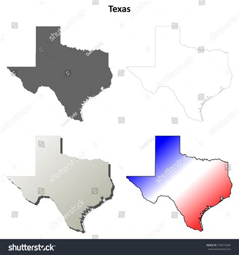 Texas Blank Outline Map Set Jpg Stock Illustration 199513394