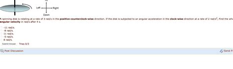 Solved Left Right Down A Spinning Disk Is Rotating At A