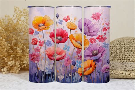 Pretty Wildflowers Oz Skinny Tumbler Graphic By Bonnydesign