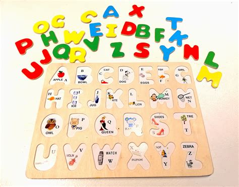 Puzzle Letras Mayusculas De Madera Alfabeto En Ingles Montessori