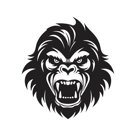 angry gorilla, vintage logo line art concept black and white color ...