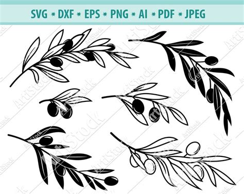 Olive Branch Svg Olive Svg Olive Clipart Olive Silhouette Etsy