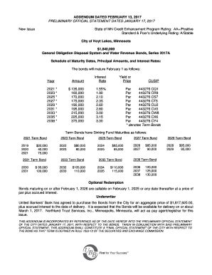 Fillable Online Emma Msrb Preliminary Official Statement Dated January