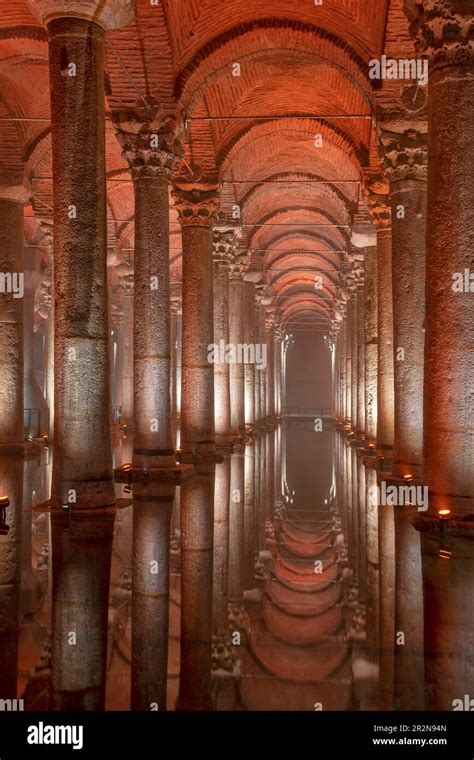 Famous Basilica Cistern Yerebatan Sarnici In Istanbul Turkey Stock