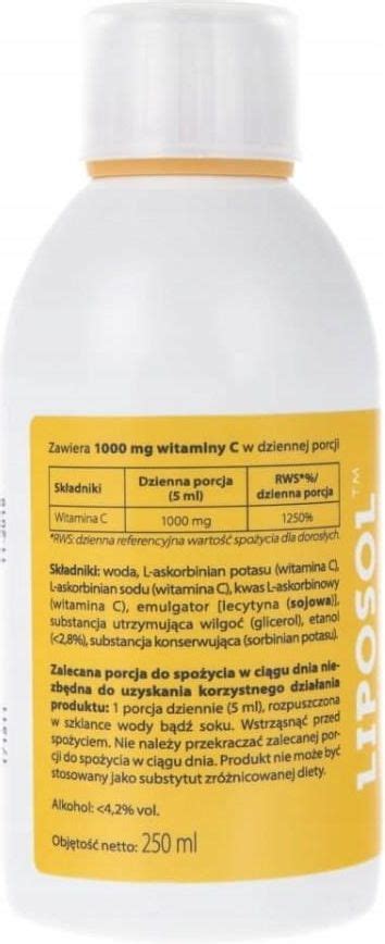 Liposol Liposomalna Witamina C 1000 250ml Opinie I Ceny Na Ceneo Pl