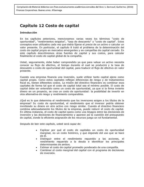 Calam O Costo De Capital