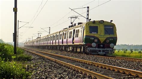 Two Electric Multiple Unit Local Trains Made A Back To Back Crossing